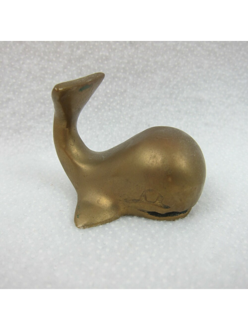 Vintage Brass Whale Figurine Nautical Ocean Decor Desk Paperweight Patina Hawaii